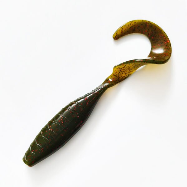 sku-7-橄榄色 160mm 23g Curl Tail Soft Bait | Slow Sinking Two-Color Swimbait for Saltwater Boat Fishing