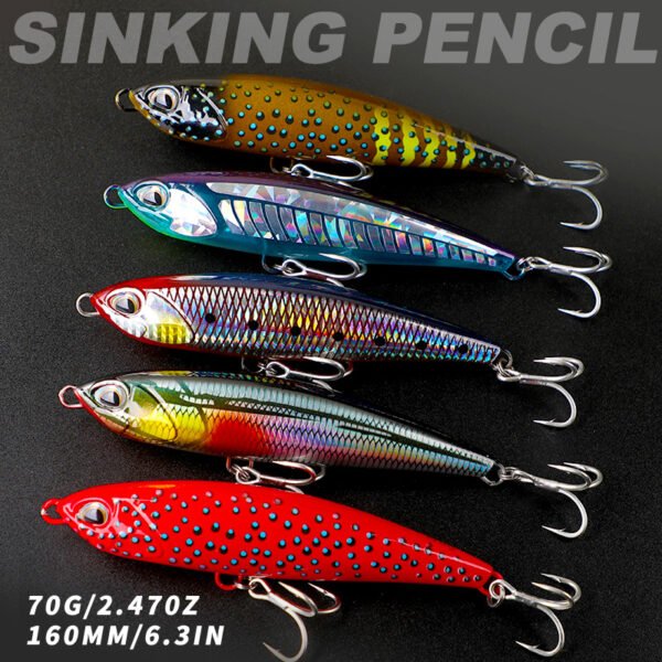 16cm 70g Sinking Pencil Lure | Saltwater Stickbait for Tuna, GT & Offshore Big Game Fishing