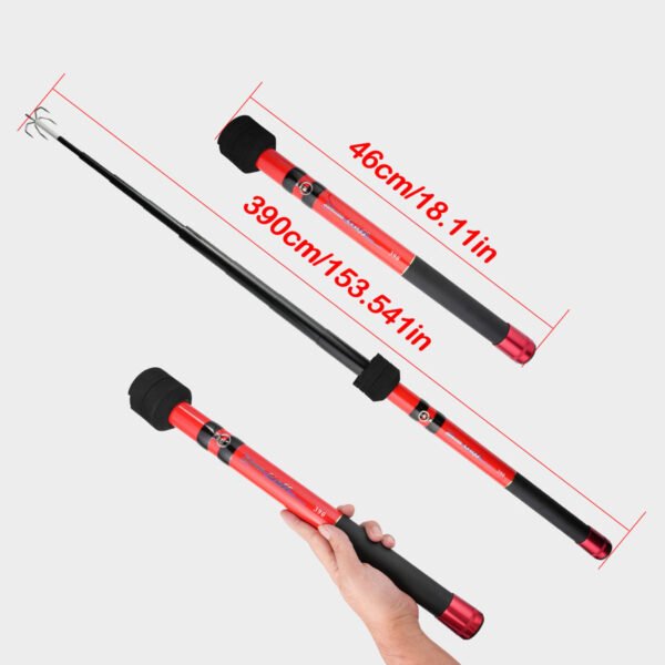 3.9m Telescopic Squid Fishing Hook Pole | Retractable Octopus Gaff Tool for Saltwater Boat Fishing