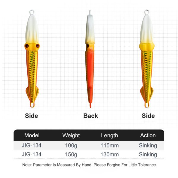 主图-2 100g/150g UV Glow Squid Metal Jig Lure