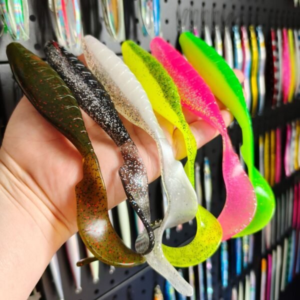 主图-2 160mm 23g Curl Tail Soft Bait | Slow Sinking Two-Color Swimbait for Saltwater Boat Fishing
