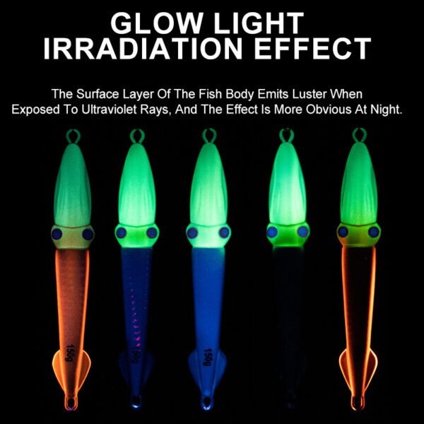主图-4 100g/150g UV Glow Squid Metal Jig Lure