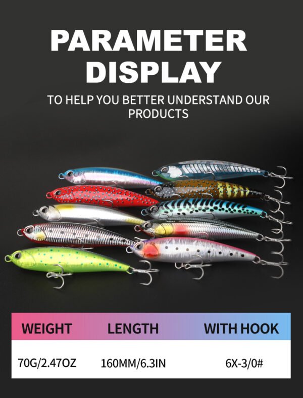 16cm 70g Sinking Pencil Lure | Saltwater Stickbait for Tuna, GT & Offshore Big Game Fishing