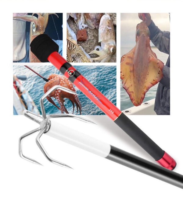 3.9m Telescopic Squid Fishing Hook Pole | Retractable Octopus Gaff Tool for Saltwater Boat Fishing